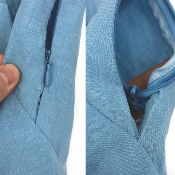 BALENCIAGA Linen Handkerchief High-Low Linen Skirt Light Blue 40 *Authentic - Picture 8 of 16